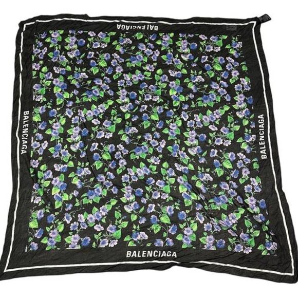 BALENCIAGA-TROMPET FLOWER STOLA SILK SCARF size-OS - Picture 1 of 1